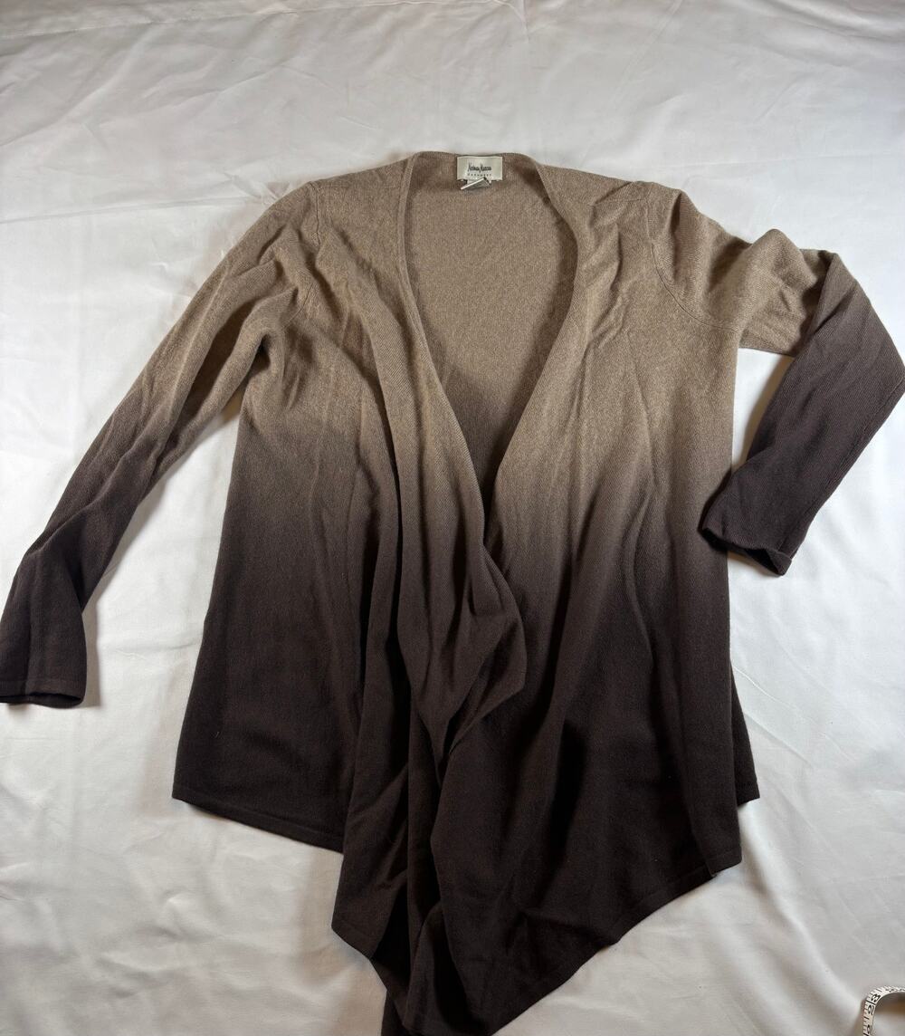 Neiman Marcus 100% Cashmere Ombre Womens Cardigan Size Medium Brown